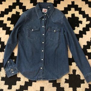 Levi Strauss Blue Button Down Denim Shirt S